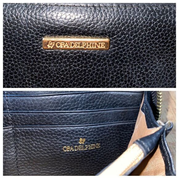 Ora Delphine Black pebbled Leather zip around Wallet - Picture 9 of 13